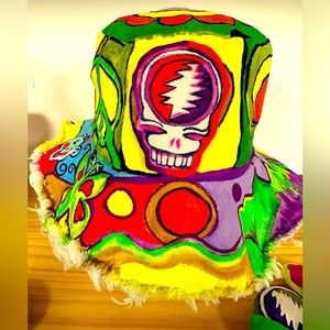 Hand painted hat by popular artist on the Dead scene owner of COLORWHEEL NC.